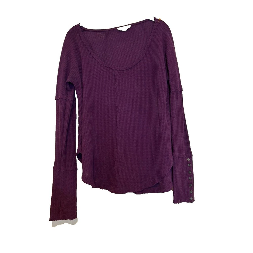 Lucky‎ Brand oversized S maroon waffle knit pullover shirt #2023